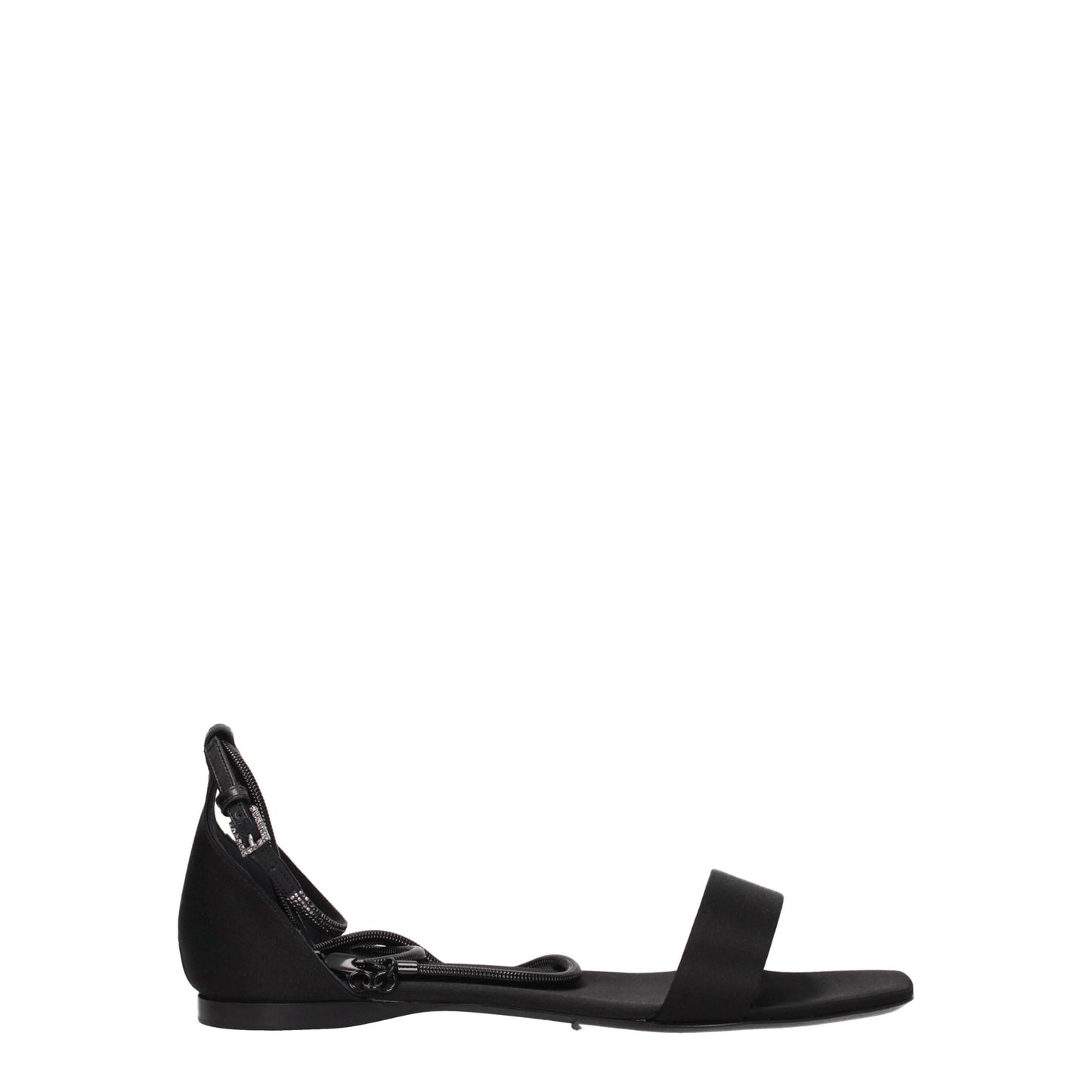 Flat Sandals by Max Mara for women in leather & satin black features an architectural design from the Women's Leather & Satin Flat Sandals collection, defined by a architectural flat and open toe style for a architectural finish.