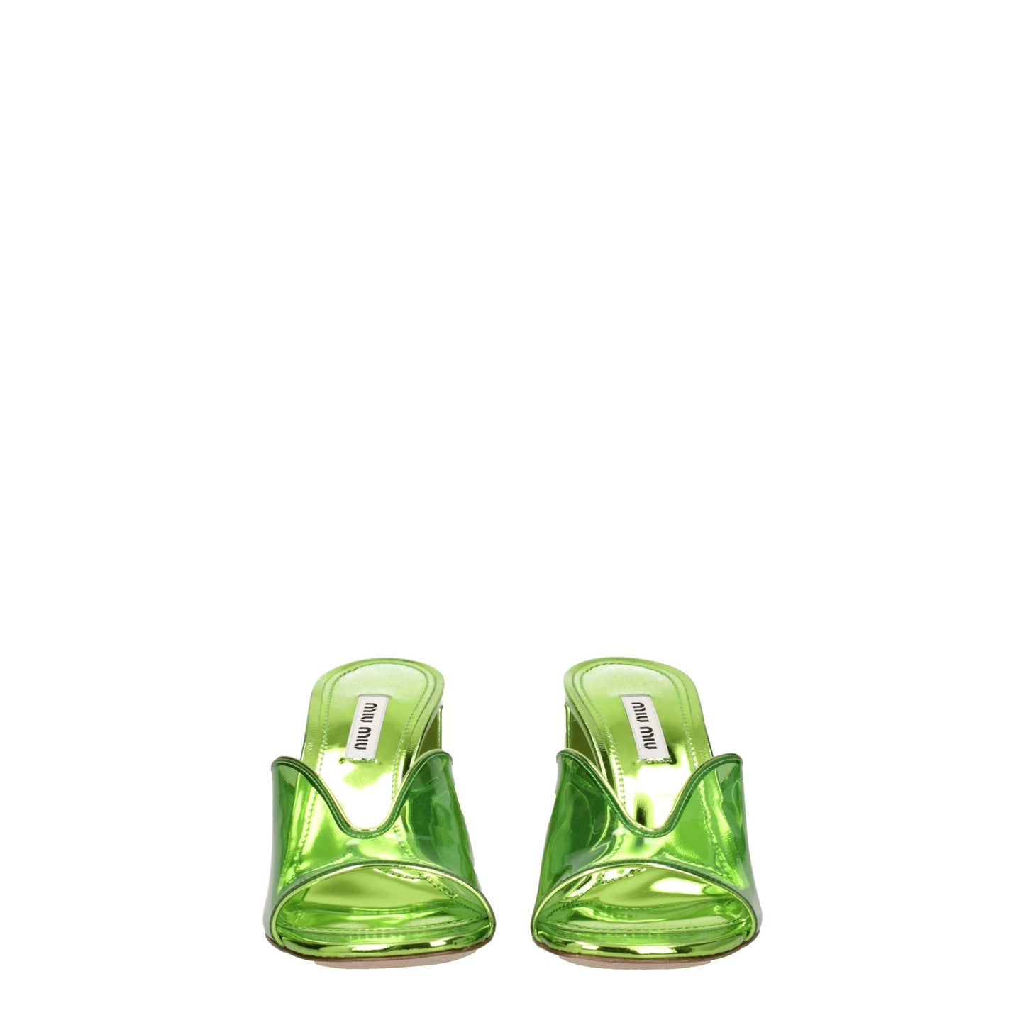 High-Heel Sandals by Miu Miu for women in leather & plexiglass green features an architectural design from the Women's Leather & Plexiglass High-Heel Sandals collection, defined by a architectural 8-5-cm-heel high-heel and open toe style for a architectural finish.