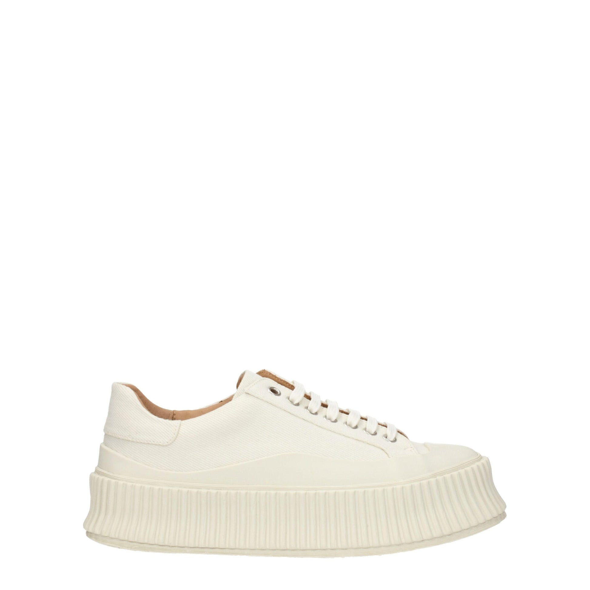 Sneakers by Jil Sander for women in rubber & fabric white features an fashionable silhouette, showcasing the premium Women's Fashion Rubber & Fabric Sneakers in a fashionable fashion style that offers a fashionable finish for refined style.