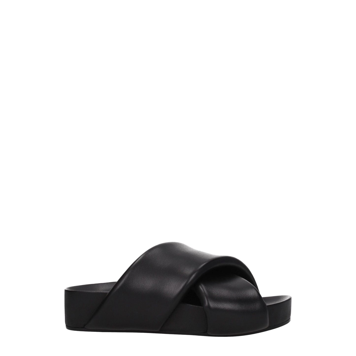Mid-Heel Clogs Sandals by Jil Sander for women in leather black features an architectural design from the Women's Leather Mid-Heel Clogs Sandals collection, defined by a architectural 4-cm-heel mid-heel and open toe style for a architectural finish.