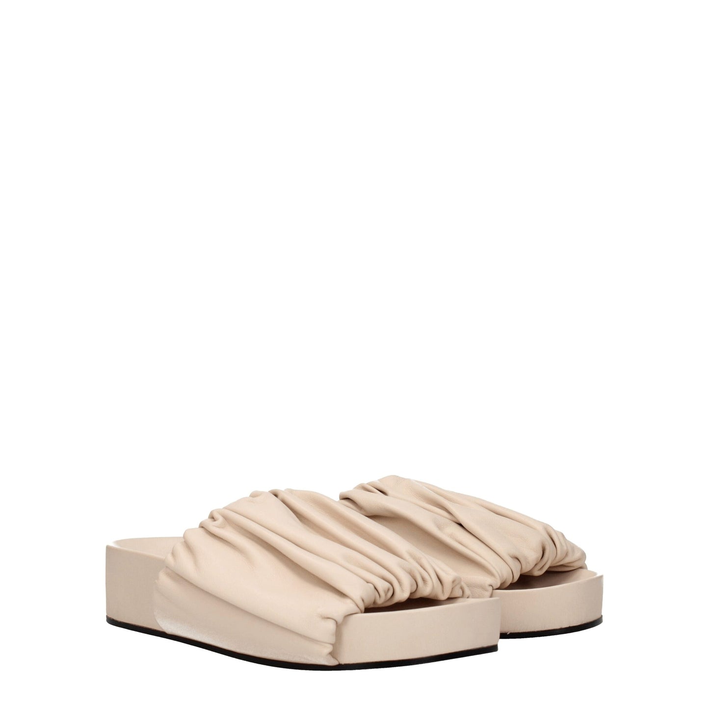 Mid-Heel Clogs Sandals by Jil Sander for women in leather powder-pink features an effortlessly chic silhouette from the Women's Leather Mid-Heel Clogs Sandals collection, showcasing a effortlessly chic 4-5-cm-heel mid-heel and elegant open toe style.