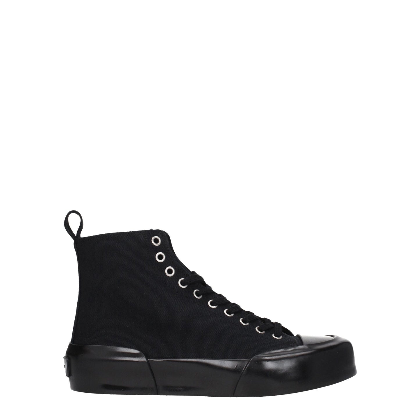 Sneakers by Jil Sander for women in rubber & fabric black features an fashionable silhouette, showcasing the premium Women's High Top Rubber & Fabric Sneakers in a fashionable high-top style that offers a fashionable finish for refined style.