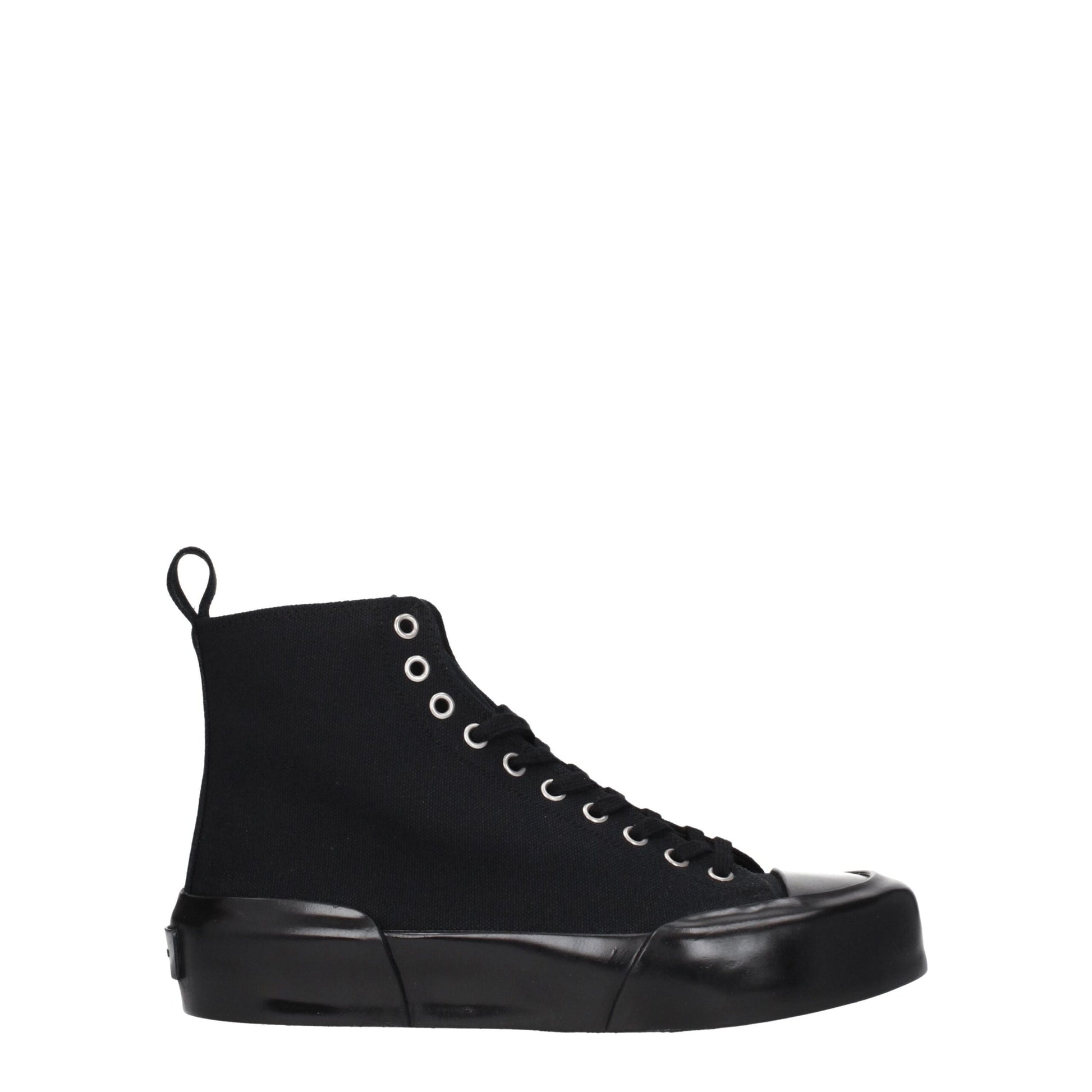 Sneakers by Jil Sander for women in rubber & fabric black features an fashionable silhouette, showcasing the premium Women's High Top Rubber & Fabric Sneakers in a fashionable high-top style that offers a fashionable finish for refined style.