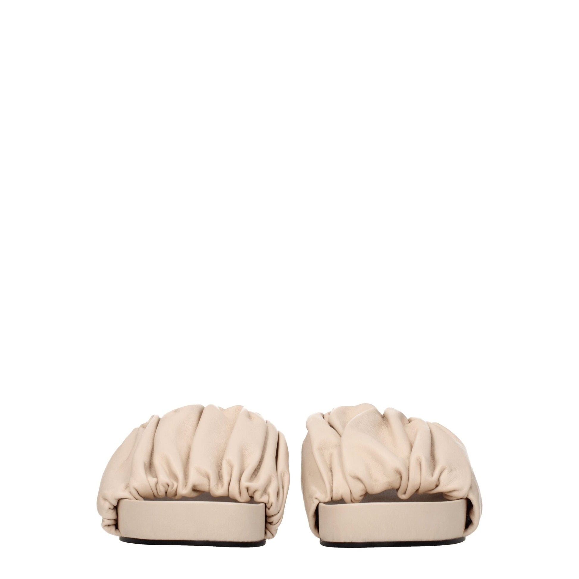 Mid-Heel Clogs Sandals by Jil Sander for women in leather powder-pink presents a sculptural silhouette, showcasing the Women's Leather Mid-Heel Clogs Sandals design with a sculptural 4-5-cm-heel mid-heel and open toe style for a premium look.