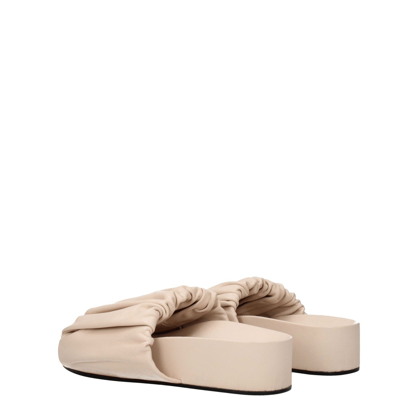 Mid-Heel Clogs Sandals by Jil Sander for women in leather powder-pink features an effortlessly chic silhouette from the Women's Leather Mid-Heel Clogs Sandals collection, showcasing a effortlessly chic 4-5-cm-heel mid-heel and elegant open toe style.