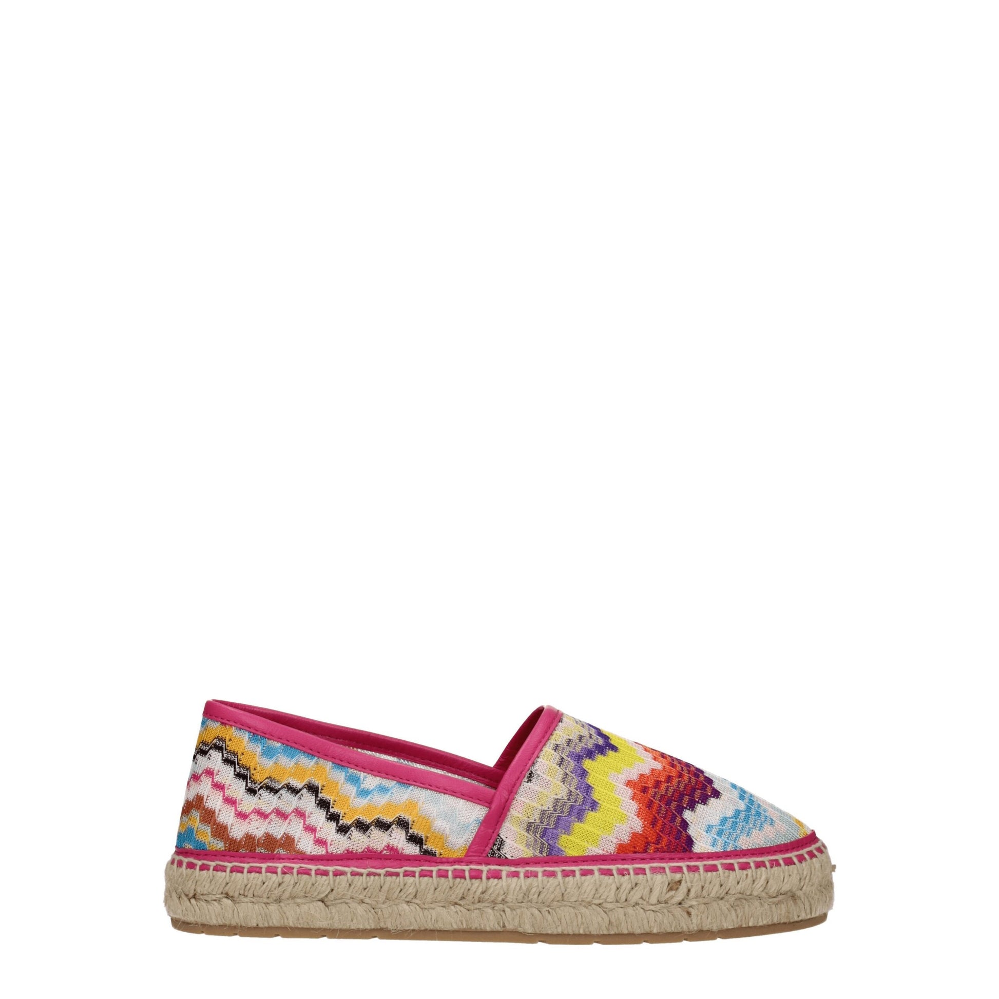 Espadrilles Flat Shoes by Missoni for women in leather multicolor features an statuesque silhouette from the Women's Leather Espadrilles Flat Shoes collection, showcasing a and a statuesque round toe style for a statuesque look.