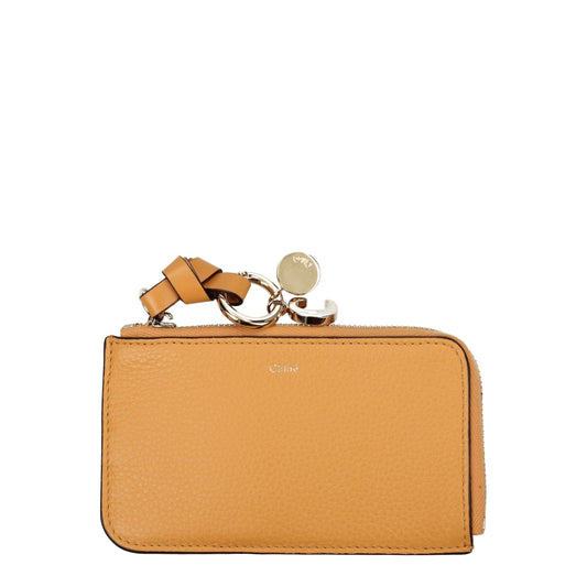 Cardholder Wallet by Chloé for women in leather gold & orange showcases a refined silhouette, artfully capturing the essence of the refined Leather Cardholder Wallet design with functional card-organization coin-purse.