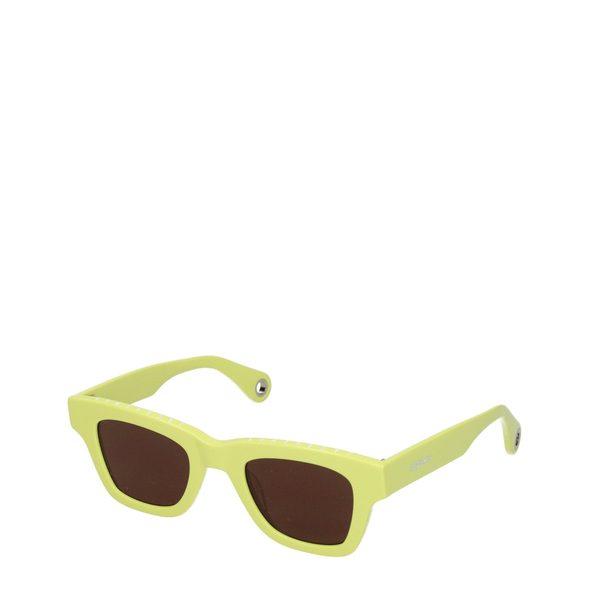 Sunglasses by Jacquemus for women in leather yellow showcases a ethereal silhouette, featuring yellow coloured frame aviator frame design with for a ethereal finish.
