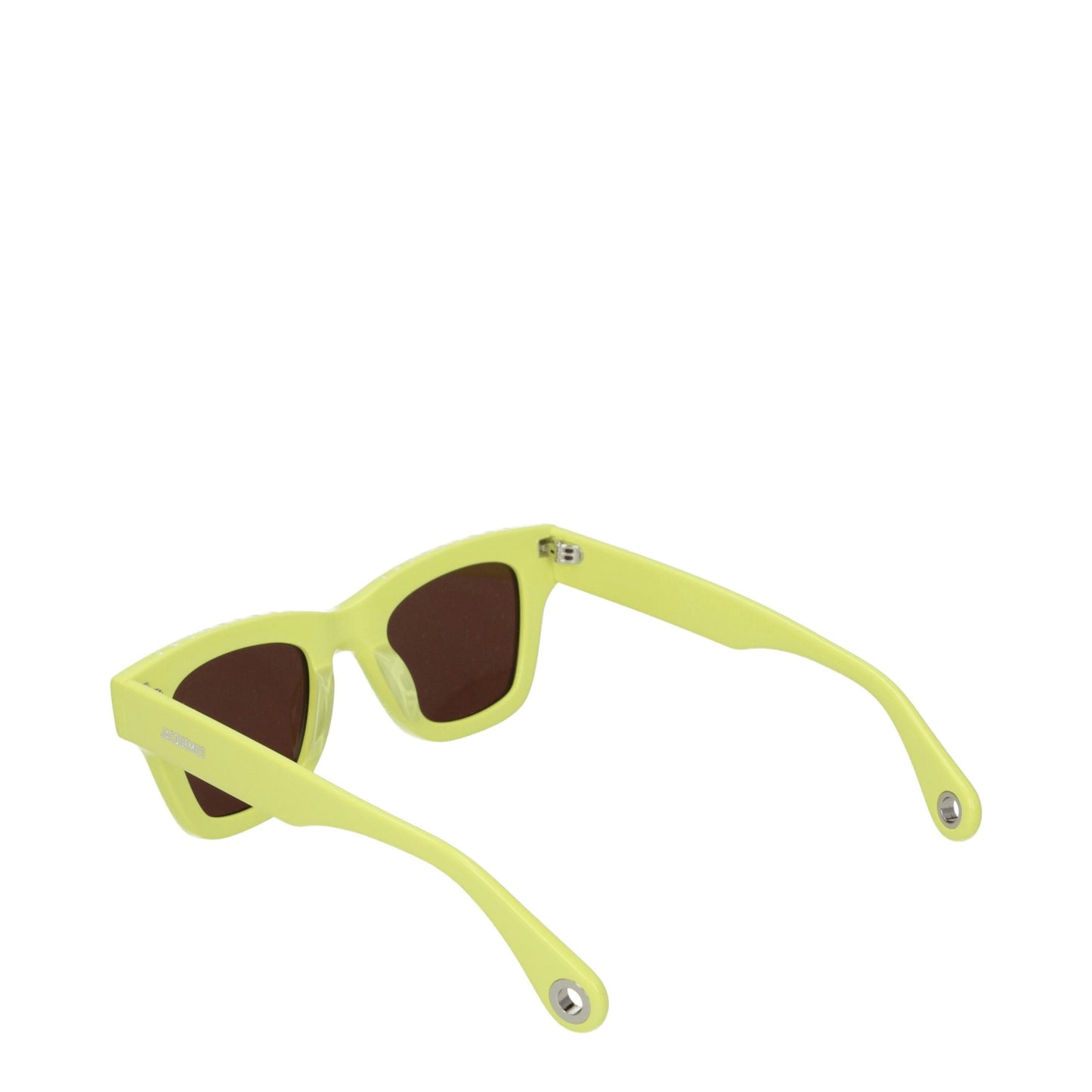 This Sunglasses by Jacquemus for women in leather yellow presents a sumptuous silhouette, showcasing a sumptuous aviator frame design in yellow coloured frame and high-performance .