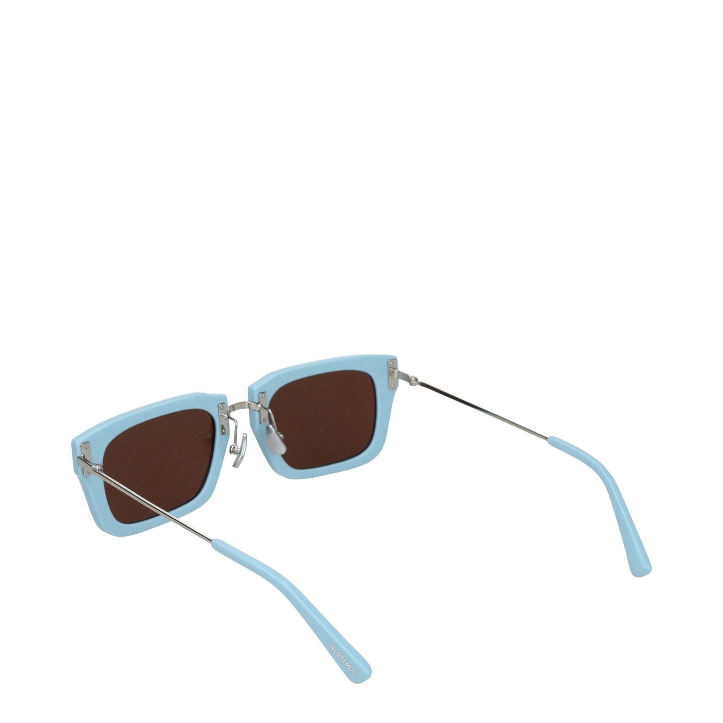 Sunglasses by Jacquemus for women in leather light-blue & silver features an effortlessly chic square frame design with light-blue coloured frame detailing and for a effortlessly chic aesthetic.