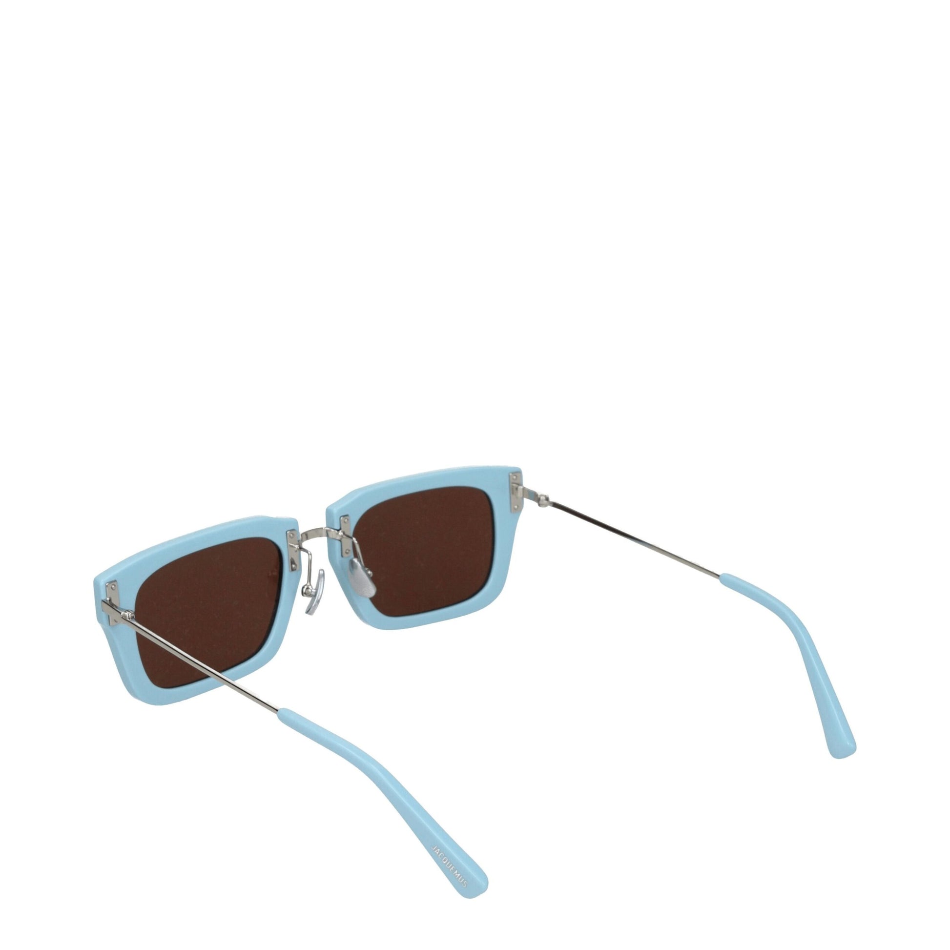 Sunglasses by Jacquemus for women in leather light-blue & silver features an effortlessly chic square frame design with light-blue coloured frame detailing and for a effortlessly chic aesthetic.