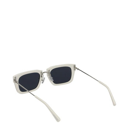 Sunglasses by Jacquemus for women in leather and silver & white featuring an stylish square frame design with a sophisticated white coloured frame finish and high-performance .