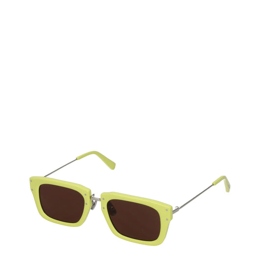 Sunglasses by Jacquemus for women in leather silver & yellow features a contemporary silhouette, showcasing a contemporary square frame design in yellow coloured frame with high-performance .