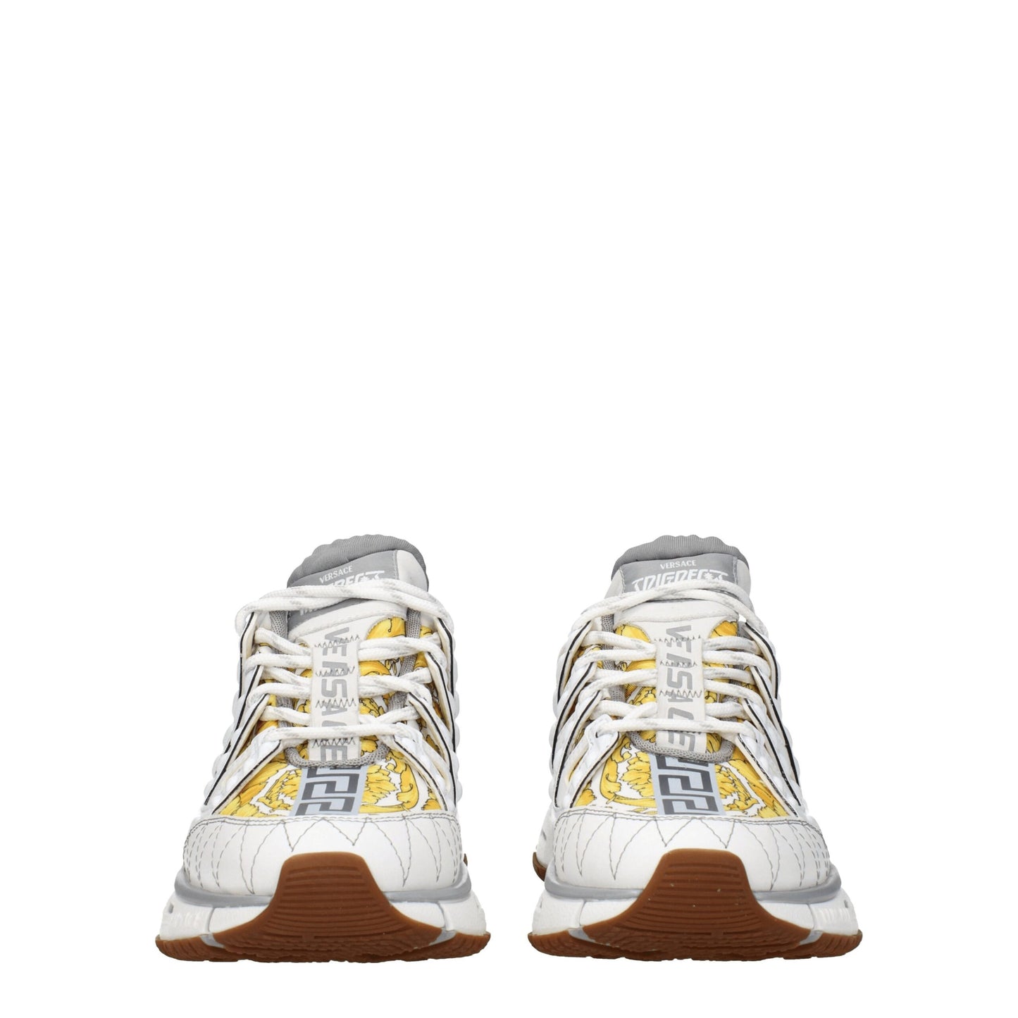 Athletic Sneakers Versace women leather gray, white & print featuring a avant-garde Women's Athletic Leather Sneakers design with a avant-garde athletic style for a refined finish.