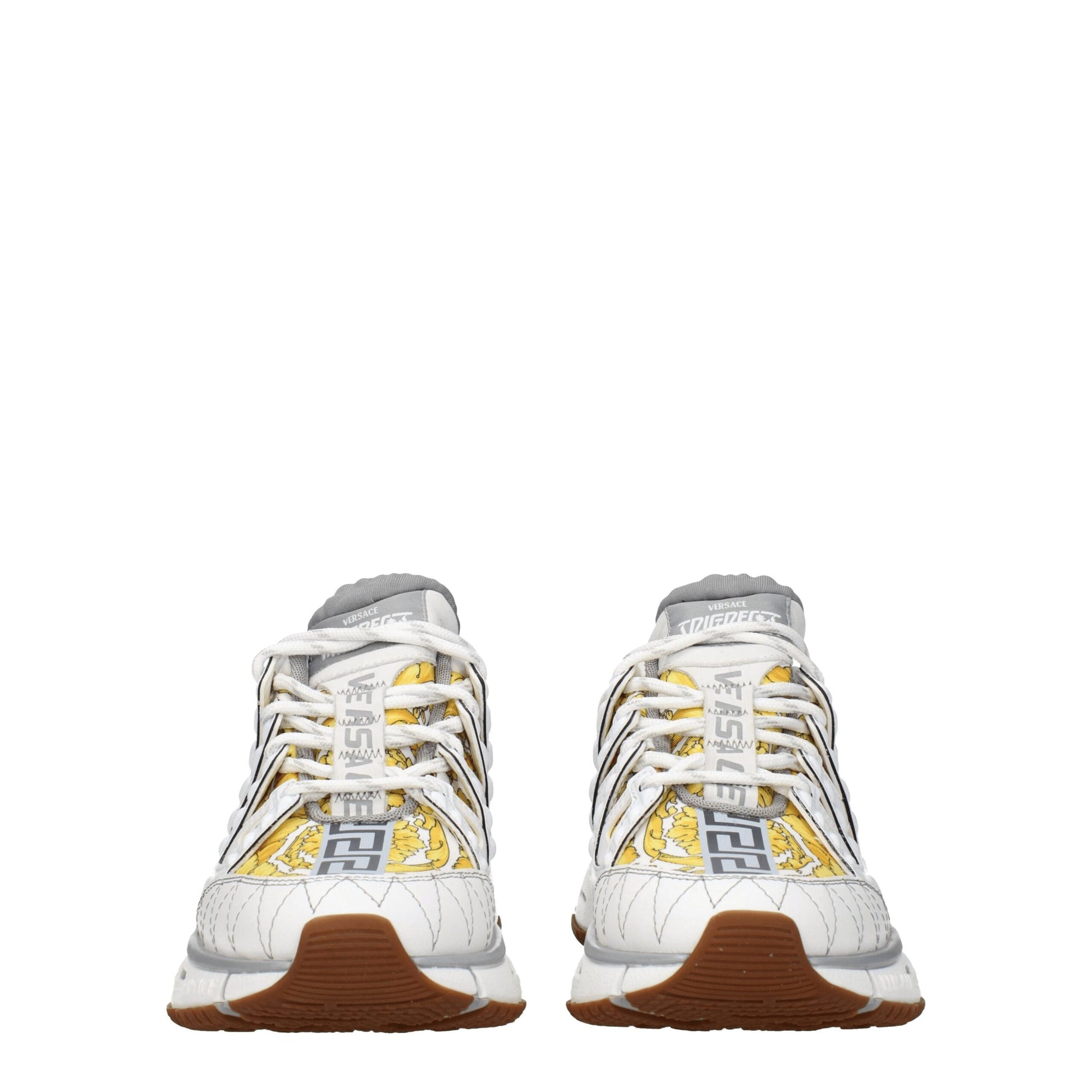 Athletic Sneakers Versace women leather gray, white & print featuring a avant-garde Women's Athletic Leather Sneakers design with a avant-garde athletic style for a refined finish.