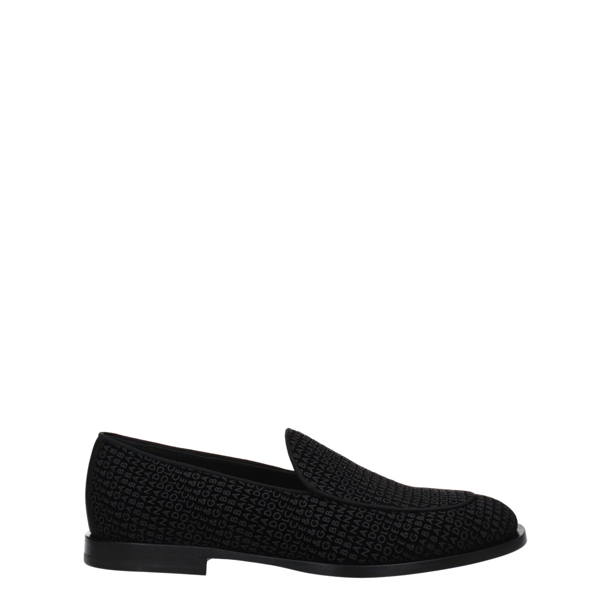 Flat Loafer Slip-On Shoes by Dolce & Gabbana for men in leather & velvet black features an dynamic silhouette from the Men's Leather & Velvet Flat Loafer Slip-On Shoes collection, defined by a dynamic round toe style and flat for a dynamic look.