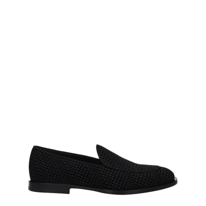 Flat Loafer Slip-On Shoes by Dolce & Gabbana for men in leather & velvet black features an dynamic silhouette from the Men's Leather & Velvet Flat Loafer Slip-On Shoes collection, defined by a dynamic round toe style and flat for a dynamic look.