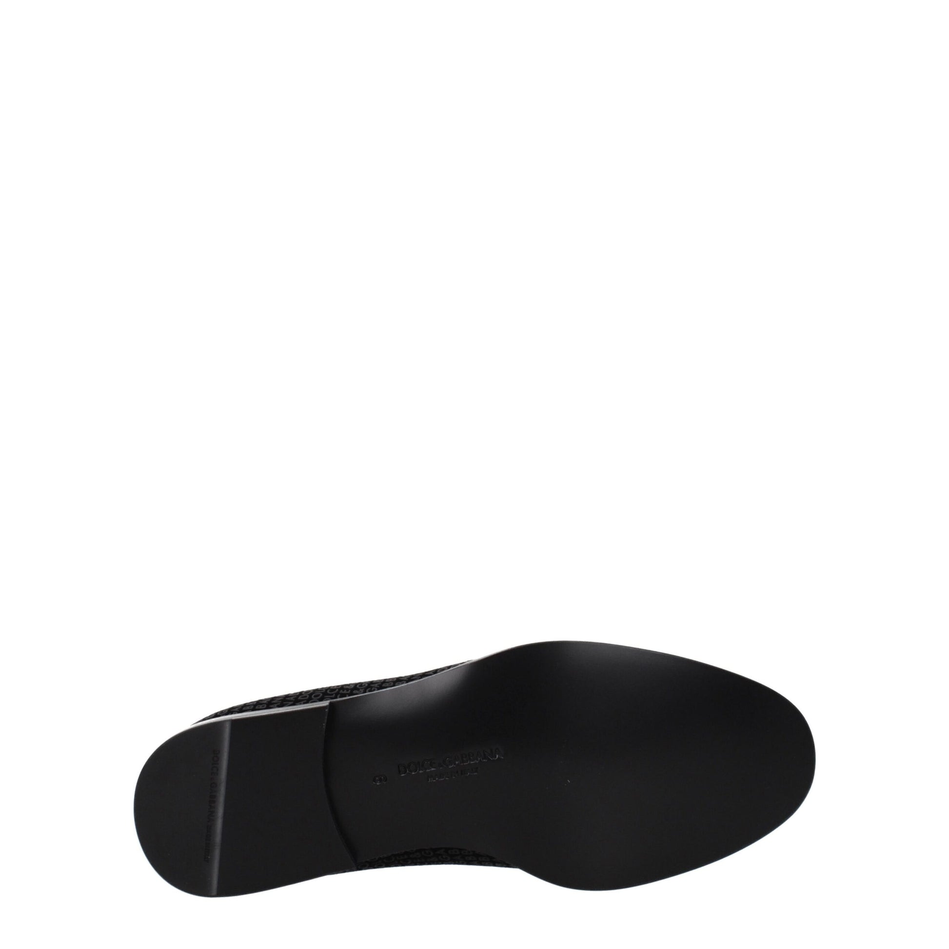 Flat Loafer Slip-On Shoes by Dolce & Gabbana for men in black features an dynamic silhouette from the Men's Leather & Velvet Flat Loafer Slip-On Shoes collection, defined by a dynamic round toe style and flat for a dynamic look.