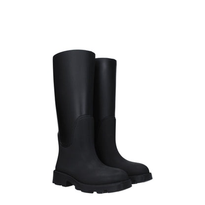 Burberry Women's Cotton & Rubber Low-Heel Boots - Black