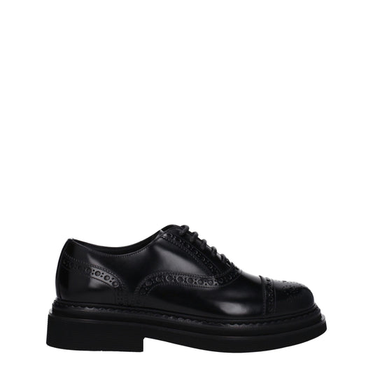 Mid-Heel Derby Lace-Up Shoes by Dolce & Gabbana for men in leather & rubber black showcases a resplendent Men's Leather & Rubber Mid-Heel Derby Lace-Up Shoes aesthetic, defined by its resplendent round toe style and elegant 5-cm-heel mid-heel.