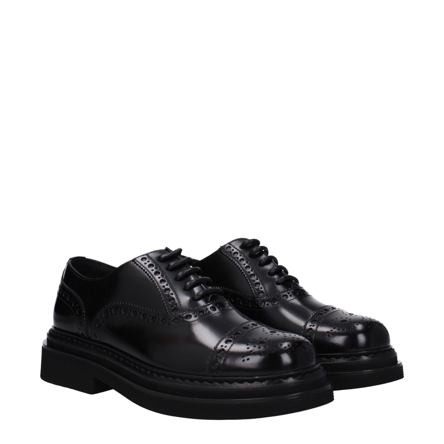 Mid-Heel Derby Lace-Up Shoes by Dolce & Gabbana for men in leather & rubber black features an dynamic silhouette from the Men's Leather & Rubber Mid-Heel Derby Lace-Up Shoes collection, defined by a dynamic round toe style and 5-cm-heel mid-heel for a dynamic look.