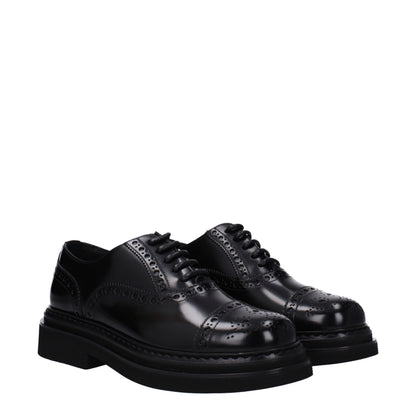 Mid-Heel Derby Lace-Up Shoes by Dolce & Gabbana for men in leather & rubber black features an dynamic silhouette from the Men's Leather & Rubber Mid-Heel Derby Lace-Up Shoes collection, defined by a dynamic round toe style and 5-cm-heel mid-heel for a dynamic look.