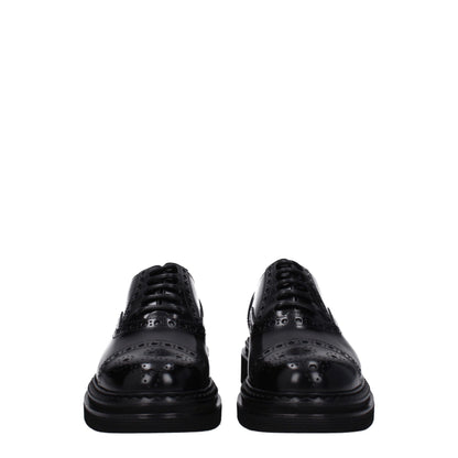 Mid-Heel Derby Lace-Up Shoes by Dolce & Gabbana for men in leather & rubber black features an effortless chic silhouette, showcasing the Men's Leather & Rubber Mid-Heel Derby Lace-Up Shoes design with an effortless chic 5-cm-heel mid-heel and a round toe style for a effortless chic look.
