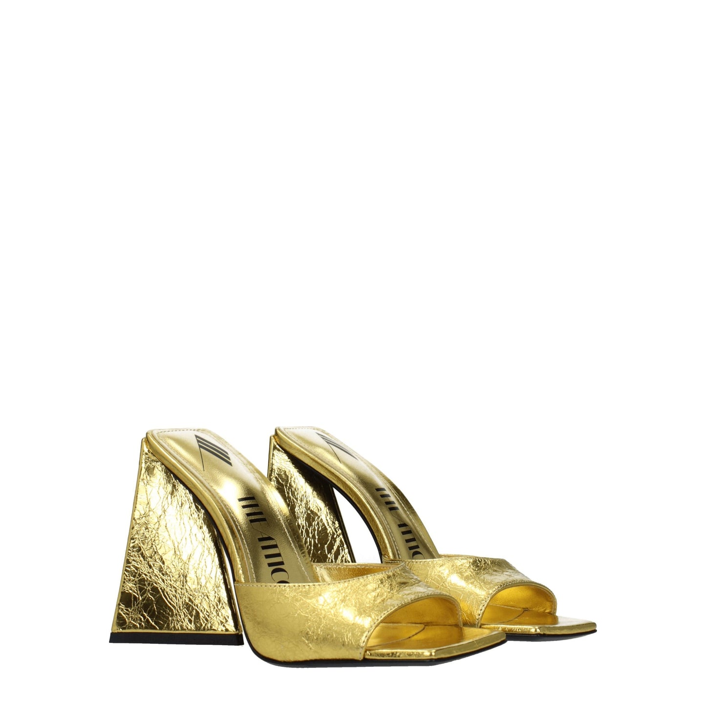 Very-High-Heel Sandals by The Attico for women in leather gold features an statuesque Women's Leather Very-High-Heel Sandals silhouette with a refined high-heel 11-5-cm-heel very-high-heel and elegant open toe style.