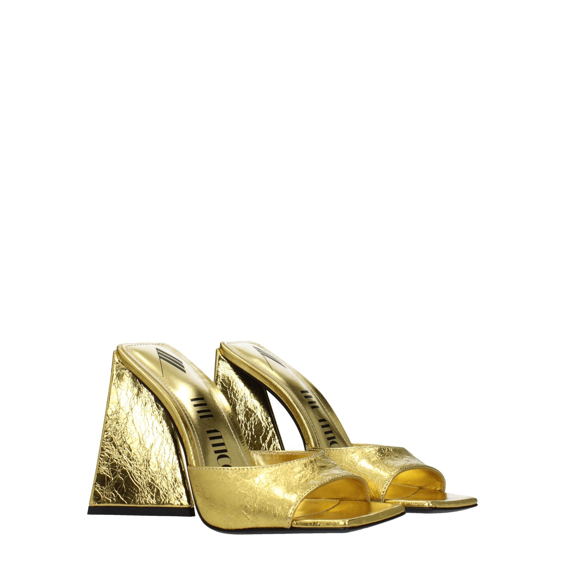 Very-High-Heel Sandals by The Attico for women in leather gold features an statuesque Women's Leather Very-High-Heel Sandals silhouette with a refined high-heel 11-5-cm-heel very-high-heel and elegant open toe style.