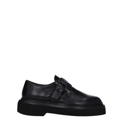 Max Mara Unisex Leather & Rubber Flat Derby Lace-Up Shoes - Black