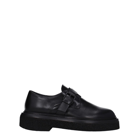 Max Mara Unisex Leather & Rubber Flat Derby Lace-Up Shoes - Black