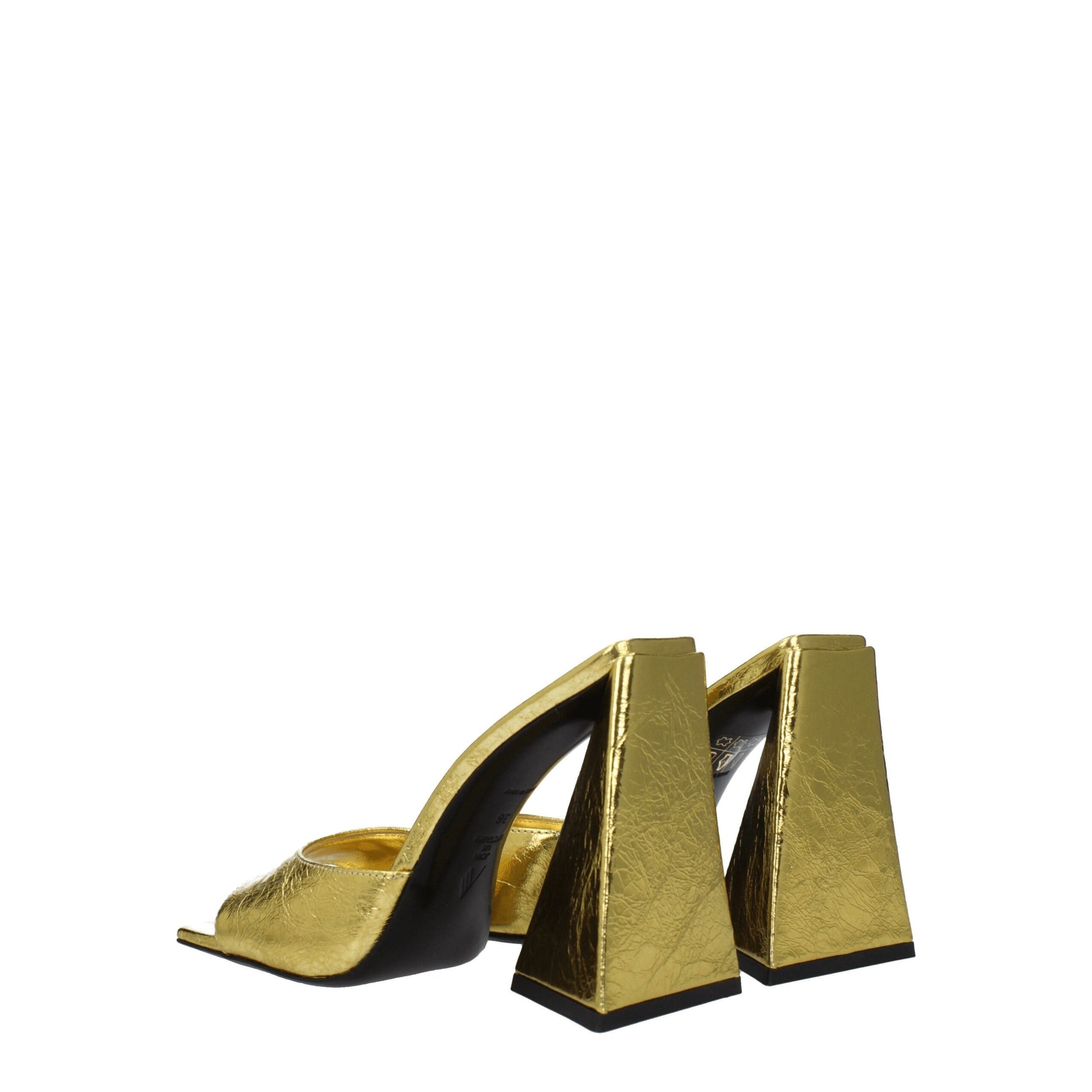 Very-High-Heel Sandals by The Attico for women in leather and gold presents a captivating silhouette, showcasing the signature style of the Women's Leather Very-High-Heel Sandals with a captivating high-heel 11-5-cm-heel very-high-heel and captivating open toe style.