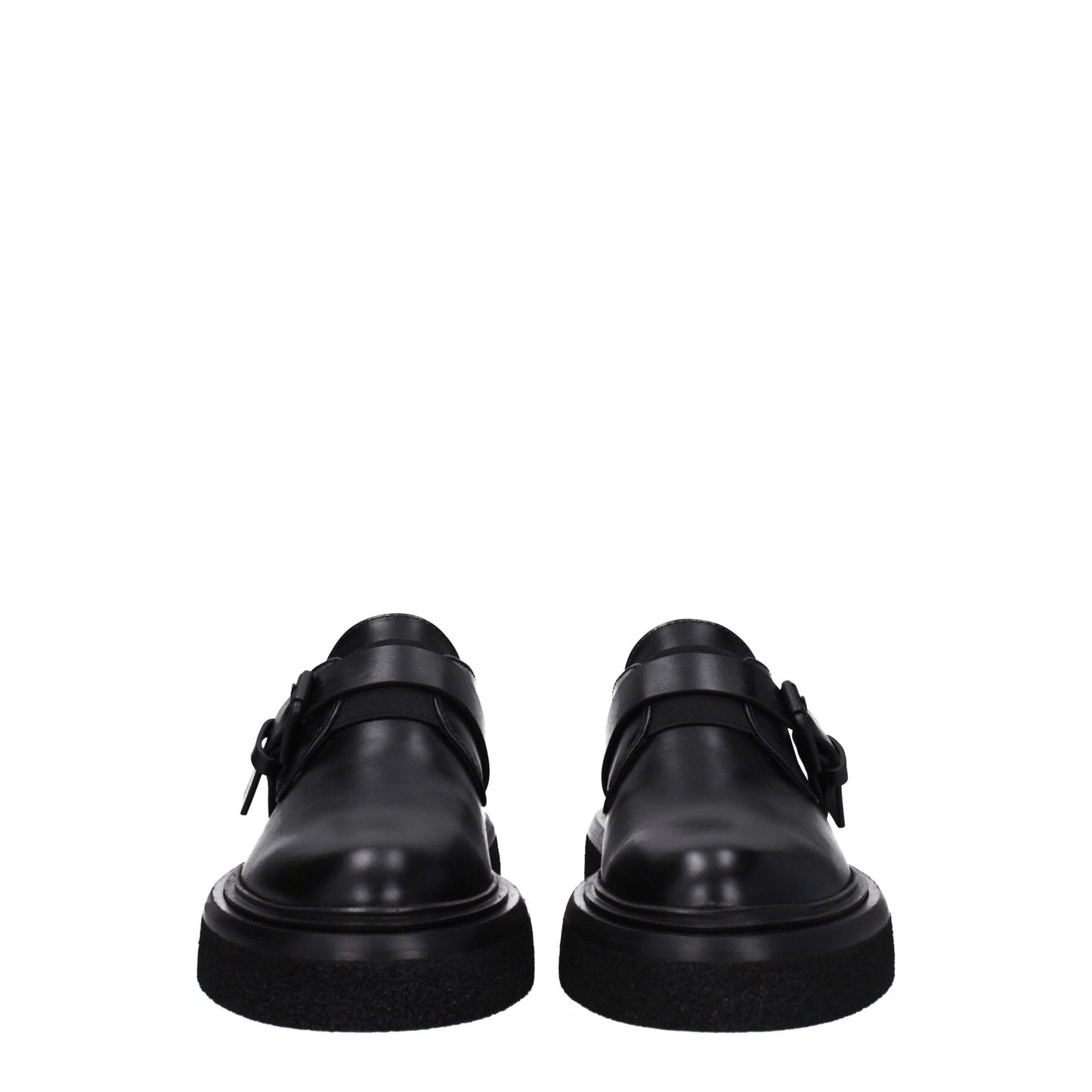 Max Mara Unisex Leather & Rubber Flat Derby Lace-Up Shoes - Black