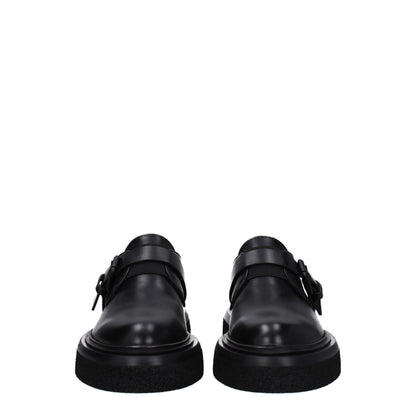 Max Mara Unisex Leather & Rubber Flat Derby Lace-Up Shoes - Black