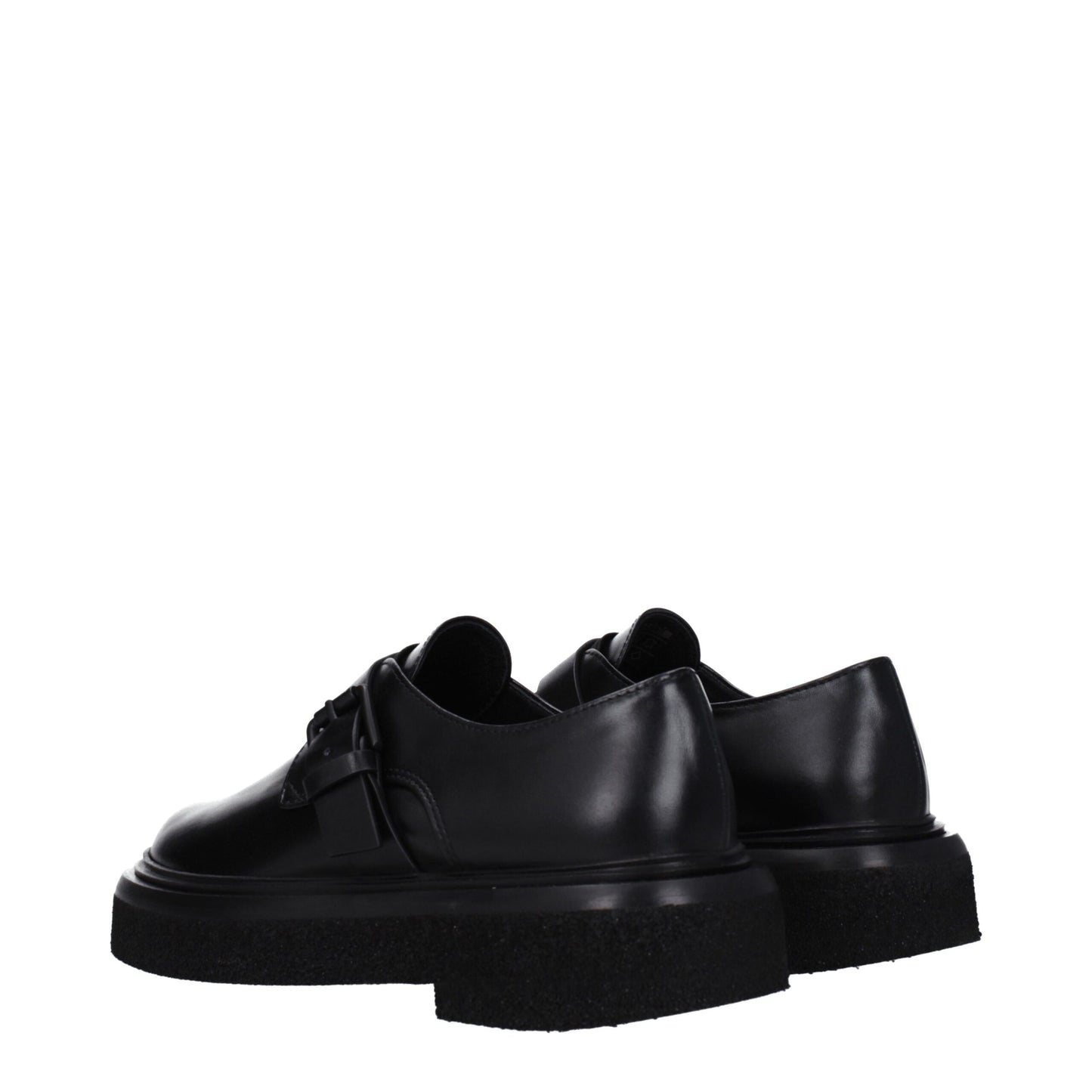 Max Mara Unisex Leather & Rubber Flat Derby Lace-Up Shoes - Black