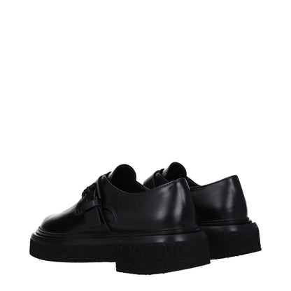 Max Mara Unisex Leather & Rubber Flat Derby Lace-Up Shoes - Black