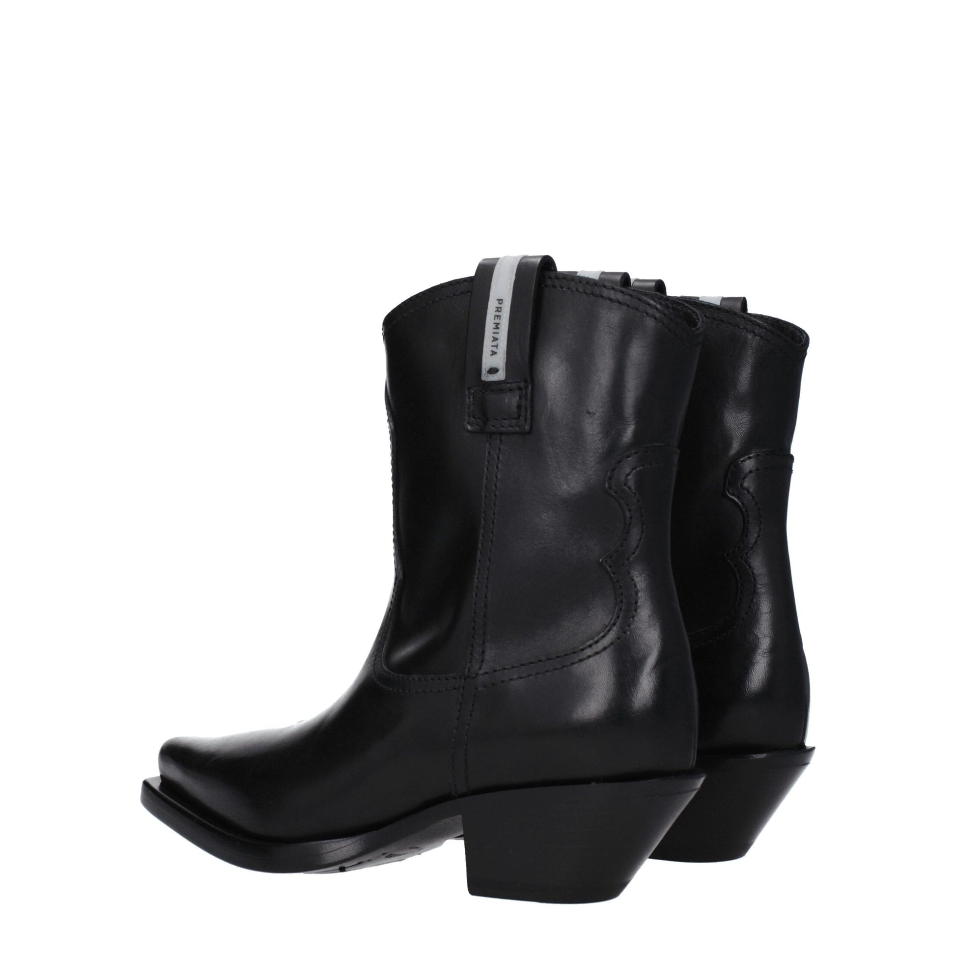 Mid-Heel Ankle Boots by Premiata for women in leather black features an high-performance silhouette, showcasing the sophisticated design of the Women's Leather Mid-Heel Ankle Boots with a 4-5-cm-heel mid-heel and a refined .