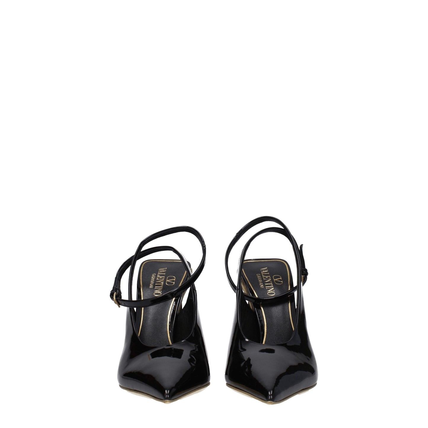 High-Heel Sandals by Valentino Garavani for women in patent leather black presents a sculptural silhouette, showcasing the Women's Patent Leather High-Heel Sandals design with a sculptural high-heel 10-5-cm-heel and for a premium look.