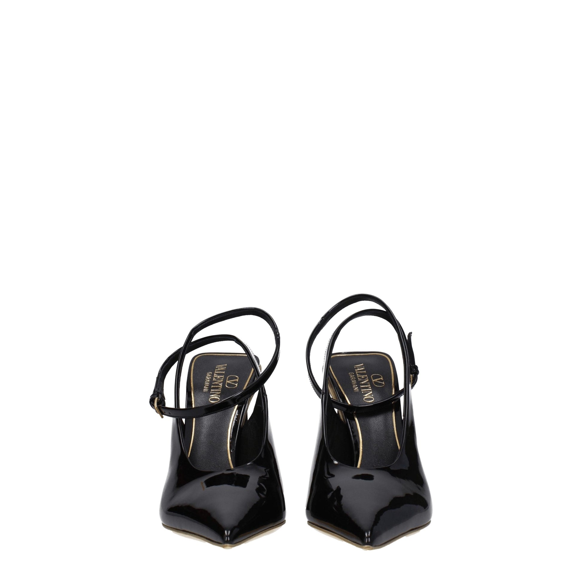 High-Heel Sandals by Valentino Garavani for women in patent leather black presents a sculptural silhouette, showcasing the Women's Patent Leather High-Heel Sandals design with a sculptural high-heel 10-5-cm-heel and for a premium look.