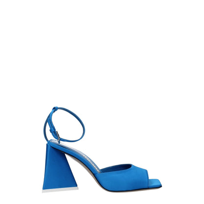 High-Heel Sandals by The Attico for women in leather & satin blue & turquoise presents a sculptural silhouette, showcasing the Women's Leather & Satin High-Heel Sandals design with a sculptural 8-5-cm-heel high-heel and open toe style for a premium look.