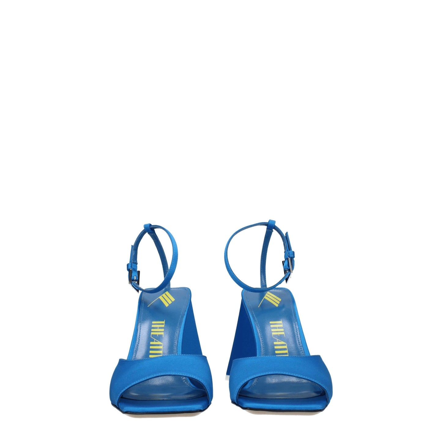 High-Heel Sandals by The Attico for women in leather & satin blue & turquoise features an architectural design from the Women's Leather & Satin High-Heel Sandals collection, defined by a architectural 8-5-cm-heel high-heel and open toe style for a architectural finish.