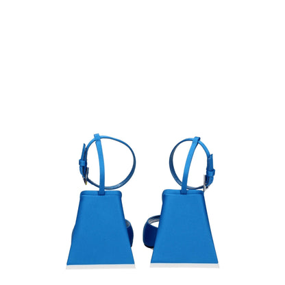 High-Heel Sandals by The Attico for women in leather & satin blue & turquoise features an statuesque Women's Leather & Satin High-Heel Sandals silhouette with a refined 8-5-cm-heel high-heel and elegant open toe style.