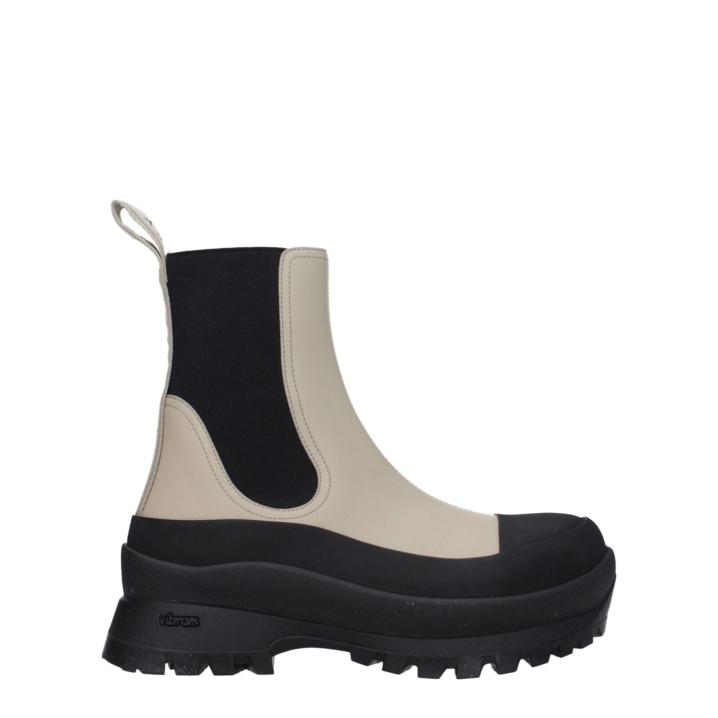 Mid-Heel Ankle Boots by Stella McCartney for women in leather & rubber black showcases a ergonomic silhouette from the Women's Leather & Rubber Mid-Heel Ankle Boots collection, featuring a ergonomic 5-5-cm-heel mid-heel and a ergonomic round toe style.