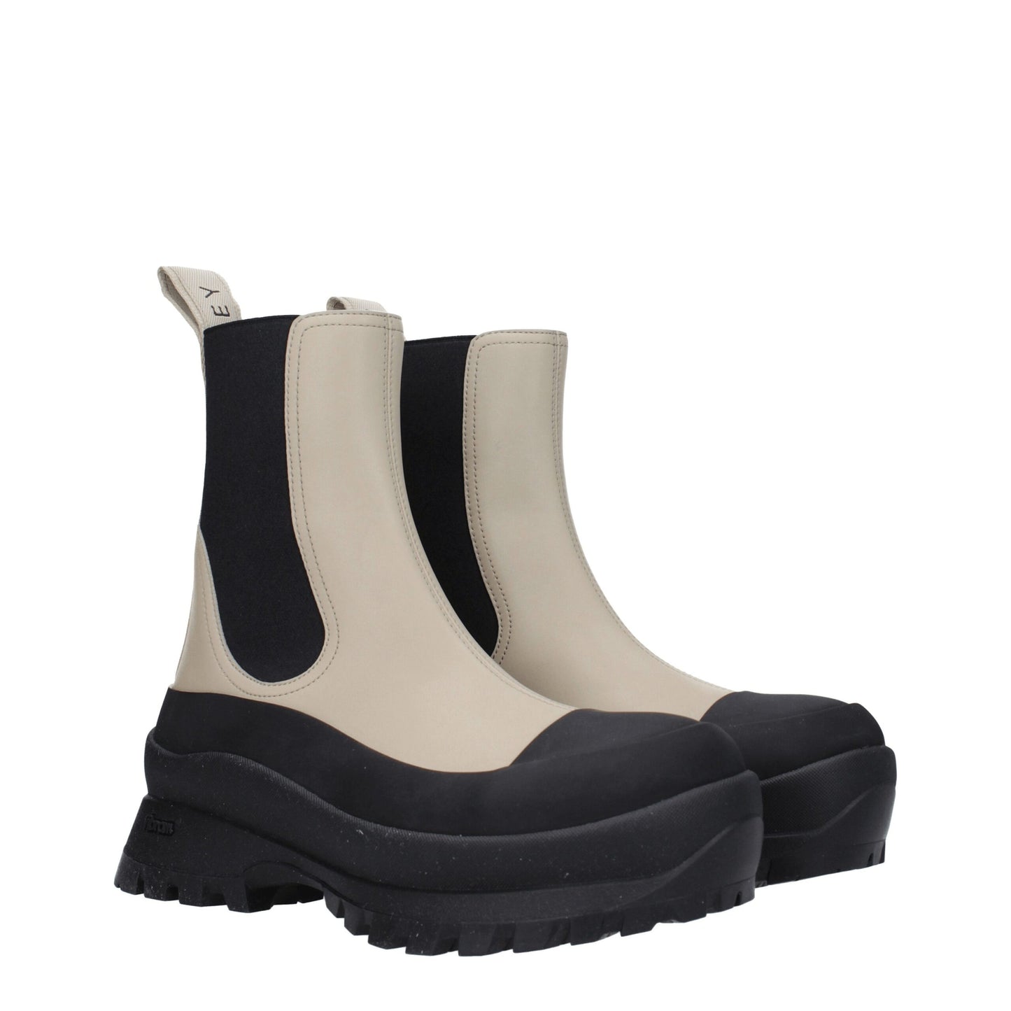 Mid-Heel Ankle Boots by Stella McCartney for women in leather & rubber black features an high-performance silhouette, showcasing the sophisticated design of the Women's Leather & Rubber Mid-Heel Ankle Boots with a 5-5-cm-heel mid-heel and a refined round toe style.