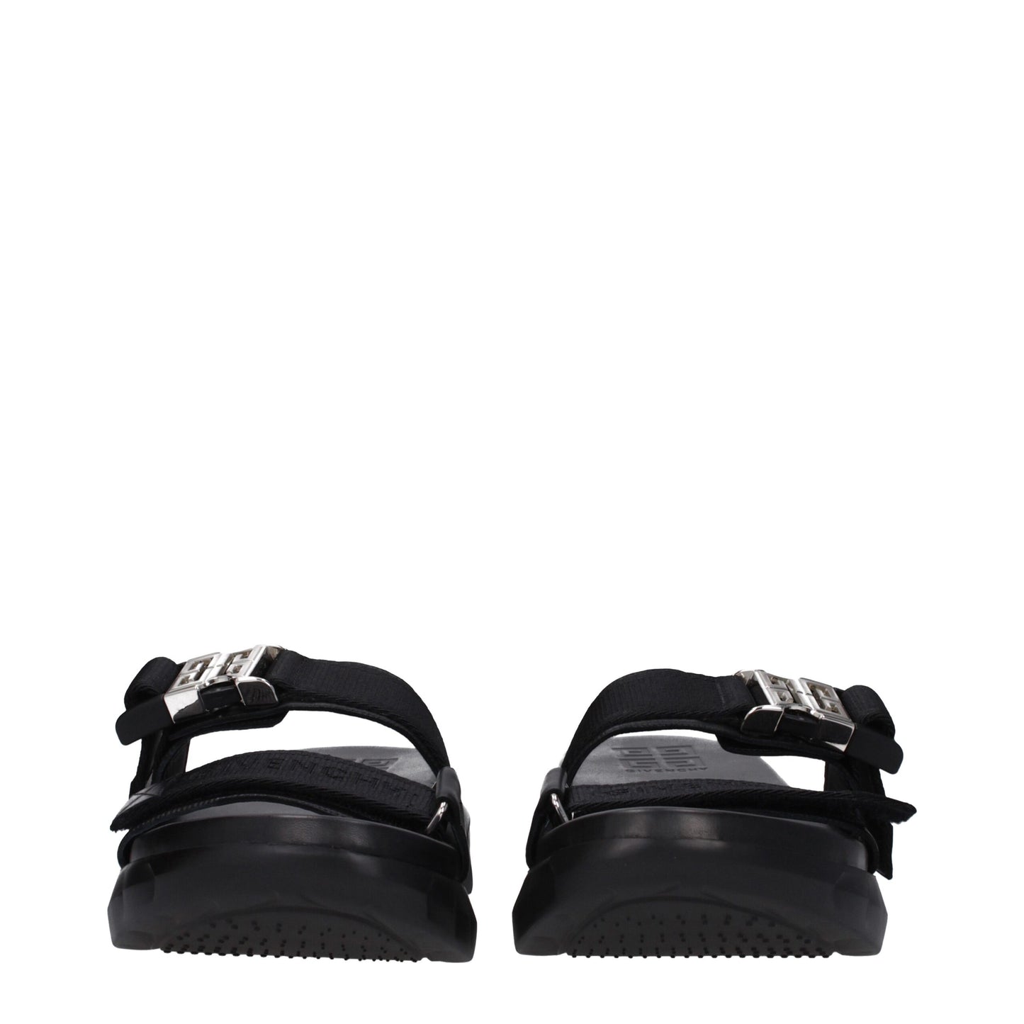 Mid-Heel Clogs Sandals by Givenchy for men in rubber & fabric and black & silver presents a captivating silhouette, showcasing the signature style of the Men's Rubber & Fabric Mid-Heel Clogs Sandals with a captivating 4-cm-heel mid-heel and captivating open toe style.