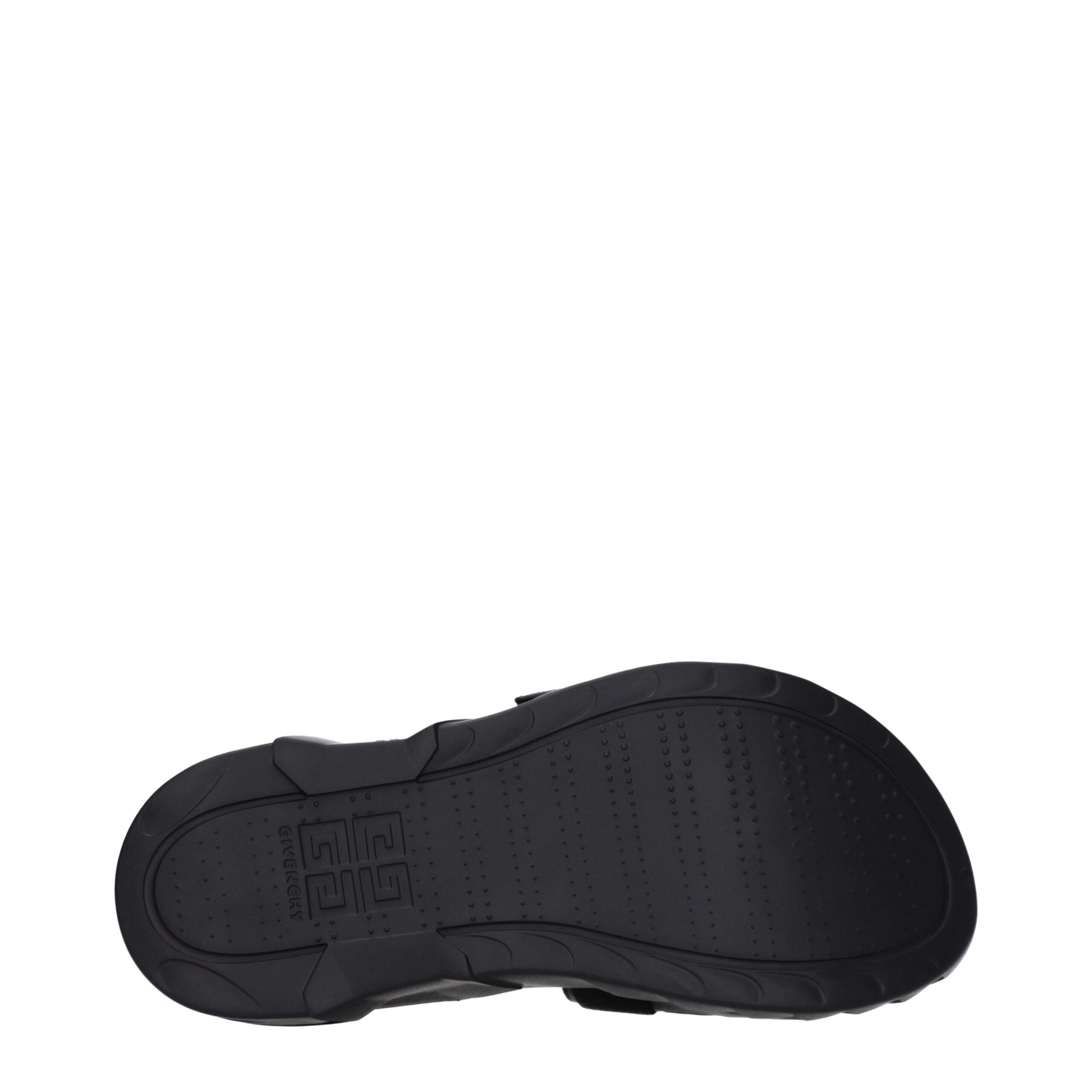 Mid-Heel Clogs Sandals by Givenchy for men in rubber & fabric black & silver presents a sculptural silhouette, showcasing the Men's Rubber & Fabric Mid-Heel Clogs Sandals design with a sculptural 4-cm-heel mid-heel and open toe style for a premium look.