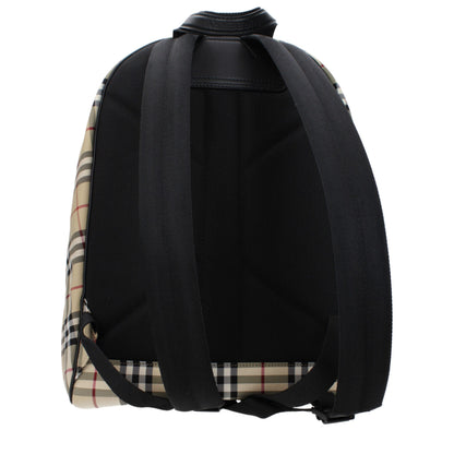 Large Backpack by Burberry for men in fabric beige & print showcases an architectural Fabric Large Backpack design, featuring a secure zipper, ample external-pockets, and architectural backpack-strap, adjustable-strap & handle for a sophisticated look.