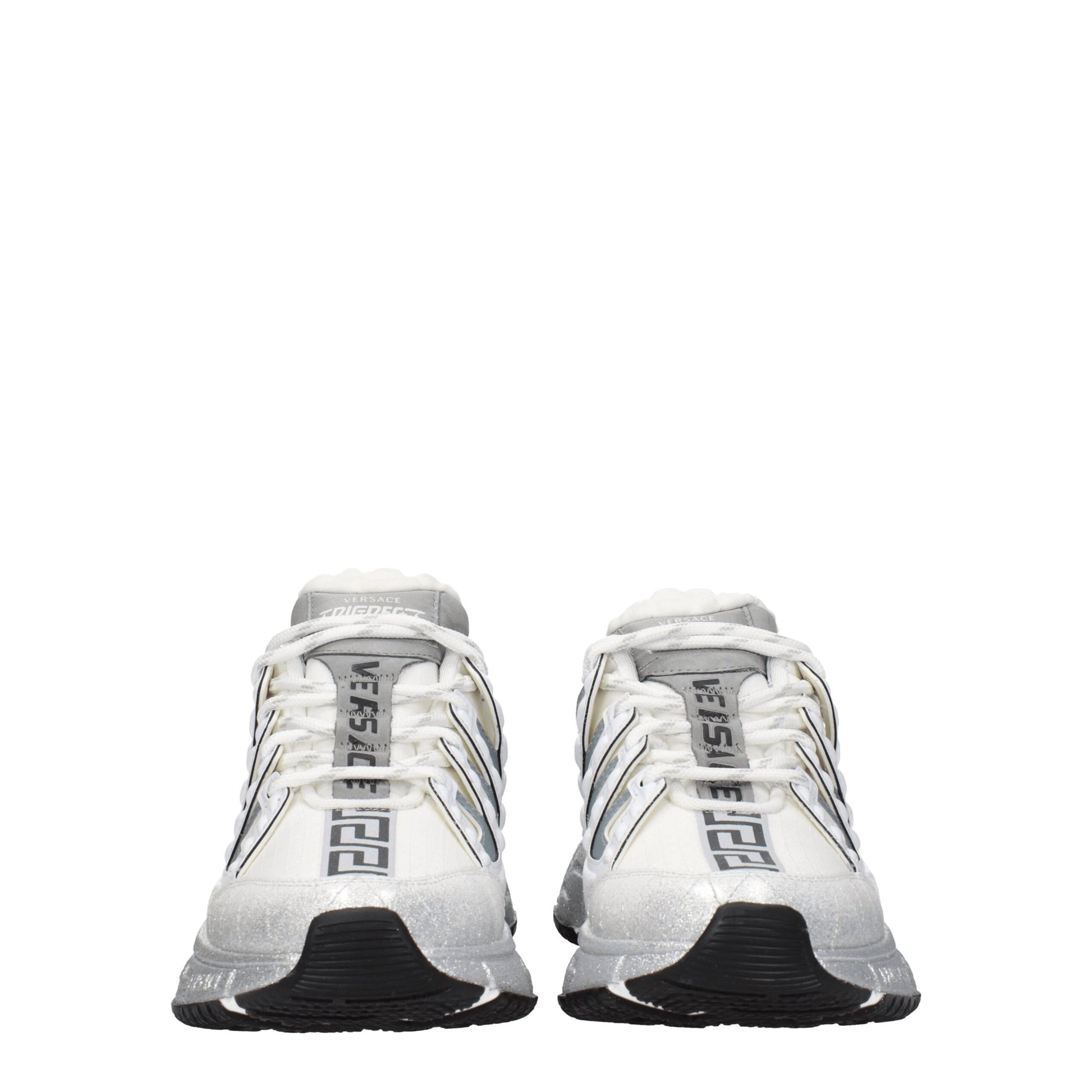 Athletic Sneakers Versace women leather silver & white featuring a avant-garde Women's Athletic Leather Sneakers design with a avant-garde athletic style for a refined finish.