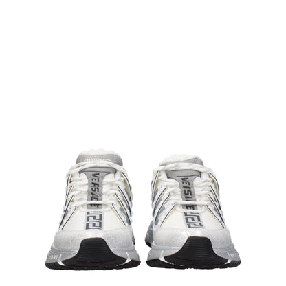 Athletic Sneakers Versace women leather silver & white featuring a avant-garde Women's Athletic Leather Sneakers design with a avant-garde athletic style for a refined finish.