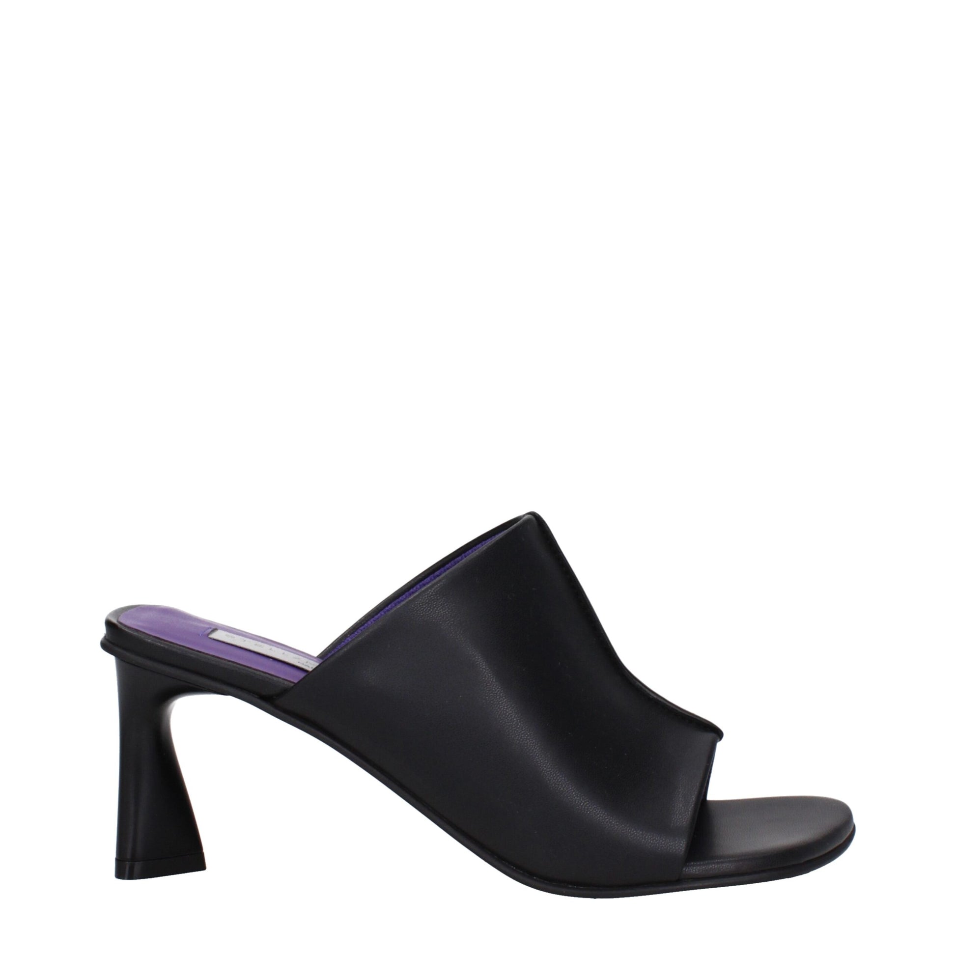 Mid-Heel Sandals by Stella McCartney for women in leather black showcases a sculptural silhouette as Women's Leather Mid-Heel Sandals, defined by a sculptural 7-5-cm-heel mid-heel and sculptural open toe style for a sculptural look.